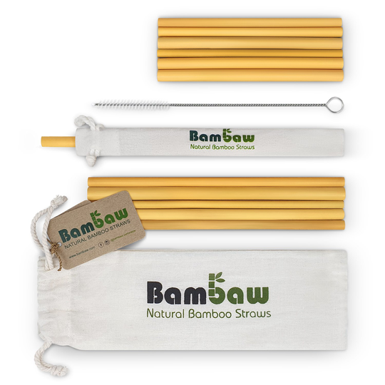 Bambaw Sugrör Bambu, 12-pack Korta + Långa