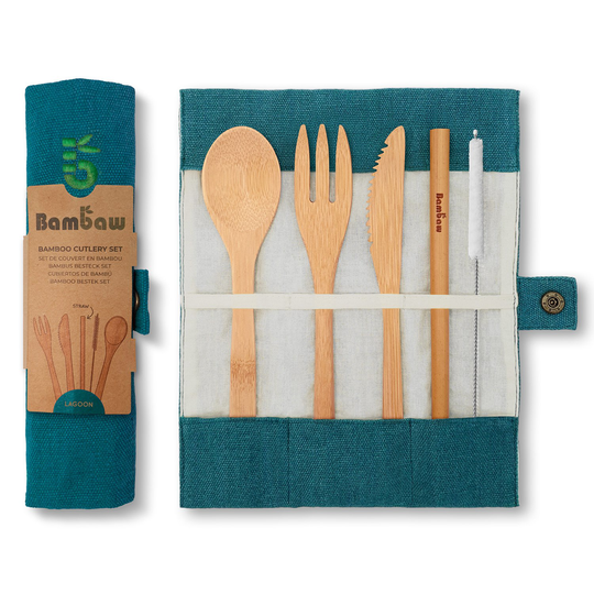 Bambaw Bestickset Bambu, 5 delar Lagoon