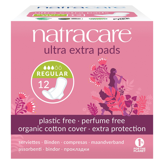 Natracare Ekologiska Bindor Ultra extra normal med vingar, 12 st