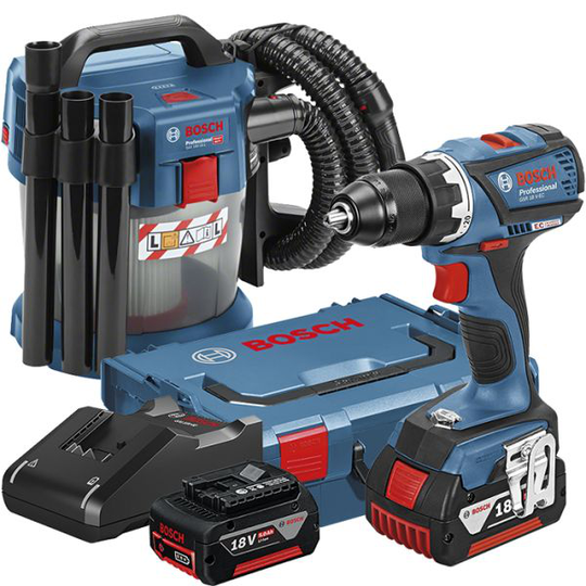 Bosch GSR 18V-EC + GAS 18V-10 L Verktygspaket med dammsugare GAS 18V-10 L